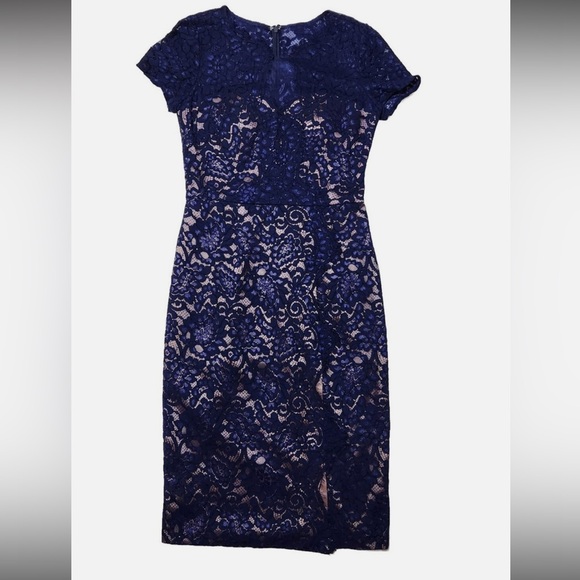 JS Collections Dresses & Skirts - JS Collections Blue and black Lace Overlay Evening Dress size 10